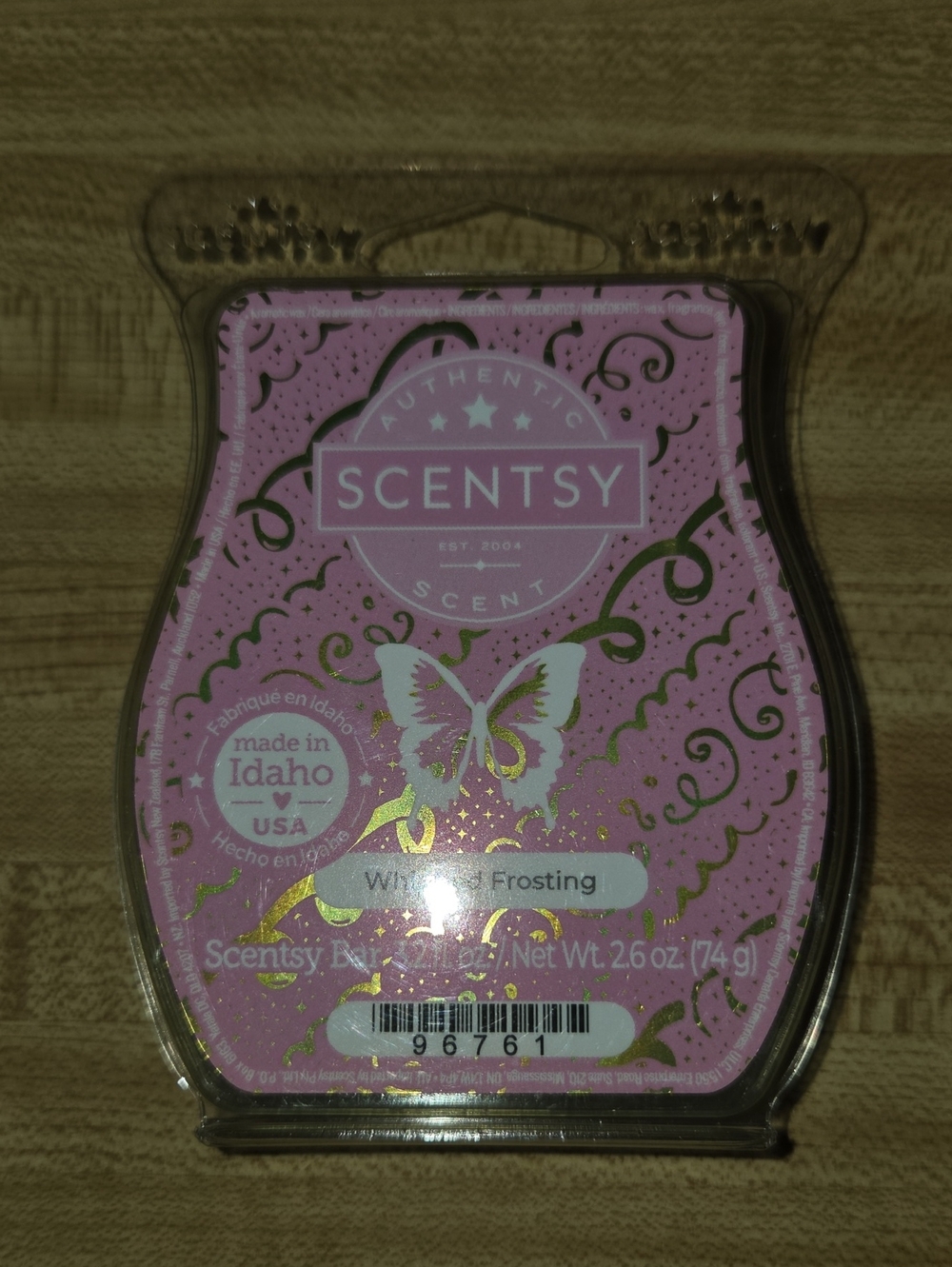 Scentsy White Frosting Wax Bar - Pink with Gold Accents